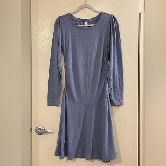 DAILY PRACTICE by ANTHROPOLOGIE Ruched Mini Dress in Muted Periwinkle - Picture 4 of 9
